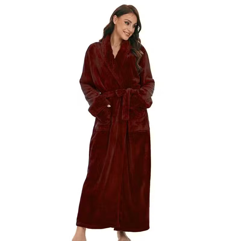 Peignoir d’hiver en polaire femme extra-long
