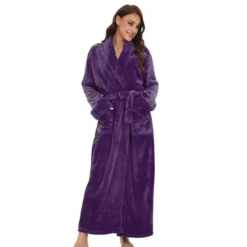 Peignoir d’hiver en polaire femme extra-long