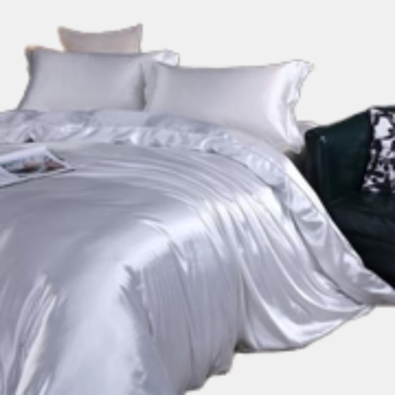 Ensemble De Literie 4 Pièces En Soie Satin Avec Housse De Couette Drap Et 2 Taies D’Oreiller Bedding Electro Paris Blanc Drap housse 180 cm + drap housse 200 x 230 cm + 2 taies d'oreiller