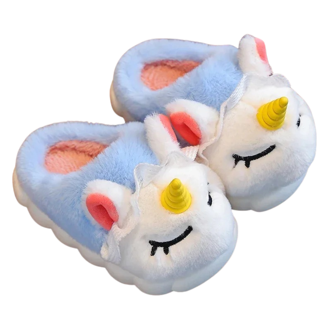 UniSnuggle– Chaussons Licorne en Peluche Douce pour Enfants | Antidérapants & Ultra Confortables