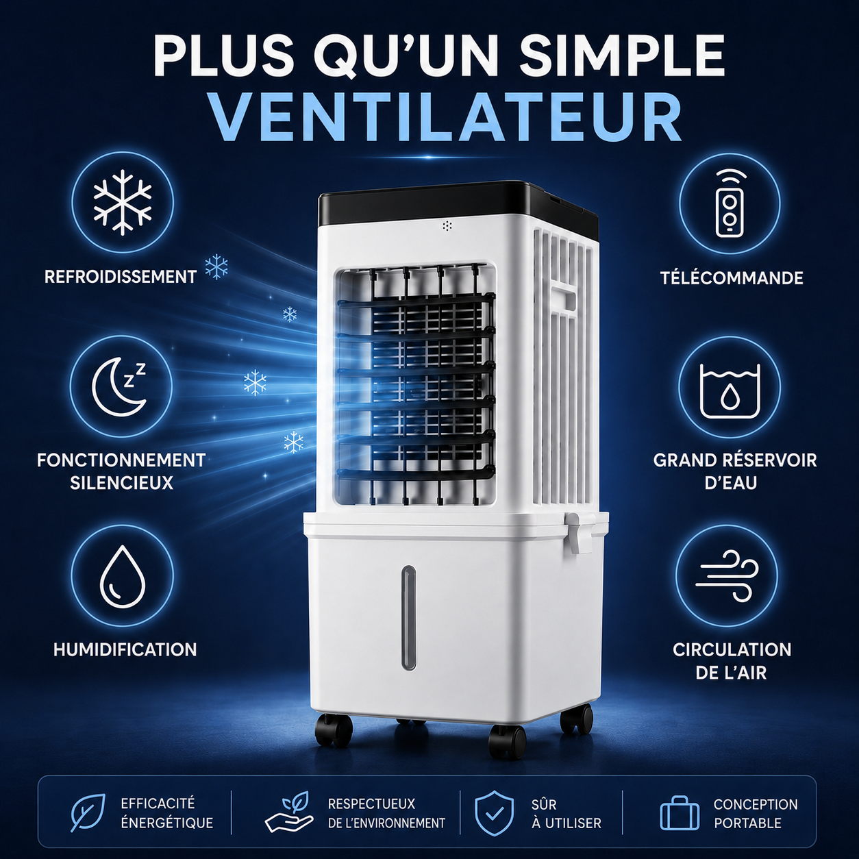 AirFrost – Refroidisseur d'Air Portable 2-en-1, Humidificateur